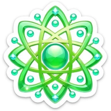 glitter green atomic symbol sticker