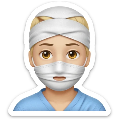 Emoji puts a bandage on his eyes sticker