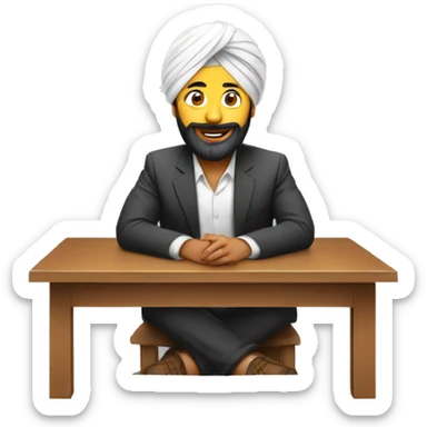Sardar wearing turban guy sit on desk sticker