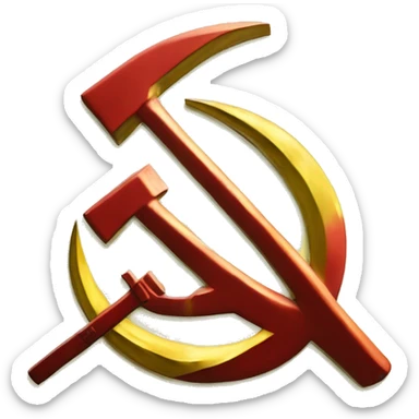hammer and sickle logo, communism, yellow metal sticker