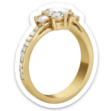Round cut diamond ring gold  sticker