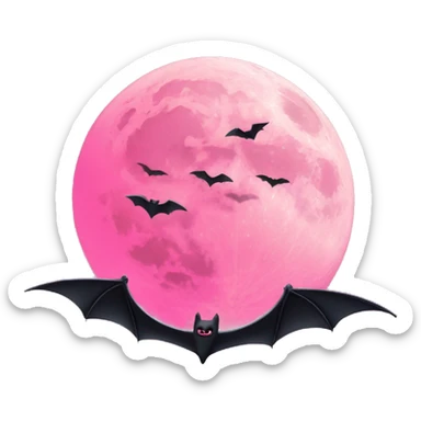 Pink moon with bats flying sticker