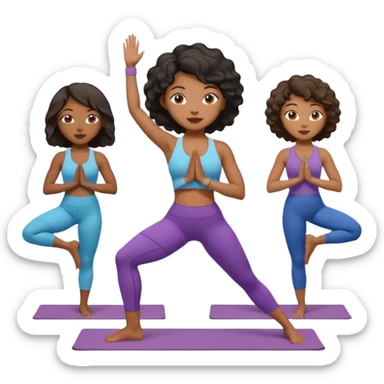 black women doing yoga with short hair wavy cut sticker