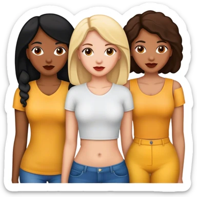  female friends, two are Latin one is black and one is white  sticker
