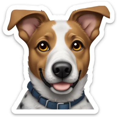 blue heeler mix dog with brown eyes and floppy flopped ears sticker