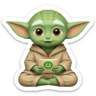 Baby Yoda sitting cross-legged with numbers and mathematical formulas coming out of his mind sticker