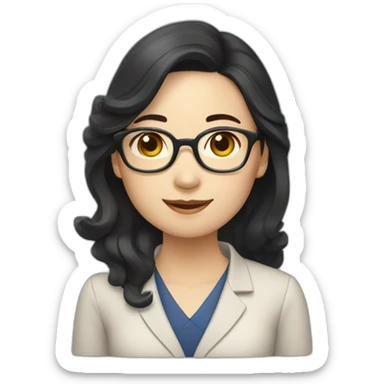 korean french teacher woman with long and wave black hair sticker