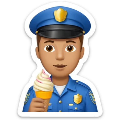 Policeman eating icecream  sticker