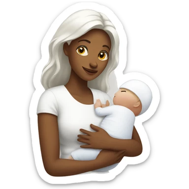 white mom holding little white baby sticker