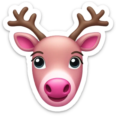 Cute pink Reindeer  sticker