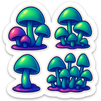 alien mushrooms. make a bunch of mushroom patches like the attached sticker