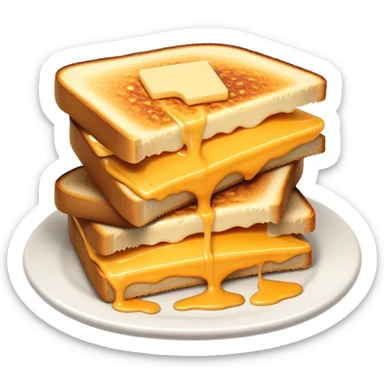 Half-eaten kaas tosti with cheese strings stretching sticker