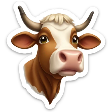 brown cow with alpine bell around her neck sticker