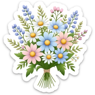 scandinavian dainty wildflower bouquet  sticker