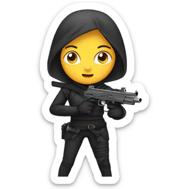 girl ninja with gun  sticker