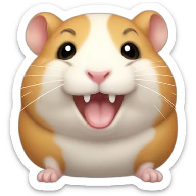 Hamster with chubby cheeks and braces on teeth sticker