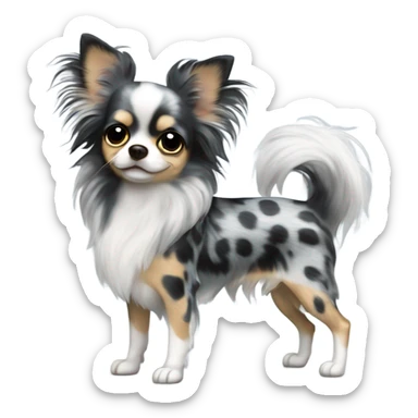 Blue merle chihuahua long hair with spotted face black sticker