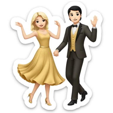 couple dancing full body man black hair woman blonde sticker