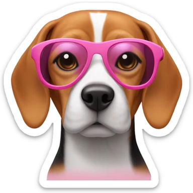 beagle wearing pink sunglasses  sticker