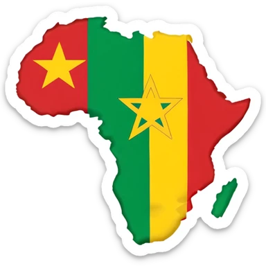 Ethiopian map with Ethiopian flag colors sticker