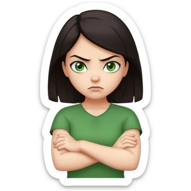very angry arms crossed girl with dark hair sticker