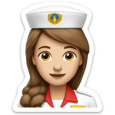 Stewardess in red uniform with long brown hair and brown eyes sticker