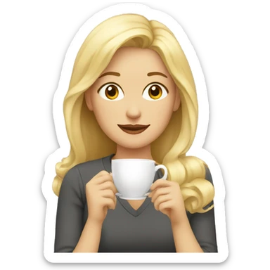 blonde woman drinks tea sticker