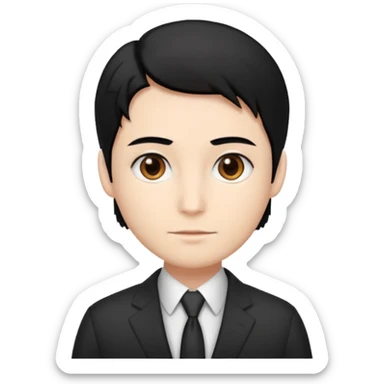 professional with white skin, straight hair black, brown eyes, sticker