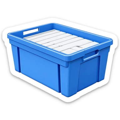 stackable plastic parts tote bin blue sticker