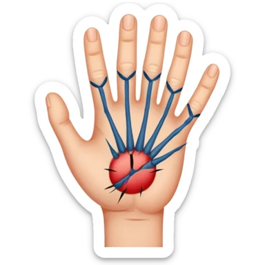 HAND WITH STITCHES ON IT sticker