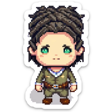 character with only three dark hairs on his head sticker