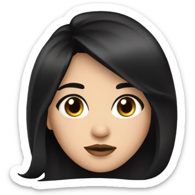 beautiful girl, brown eyes, shoulder length medium black hair, small rosy lips sticker