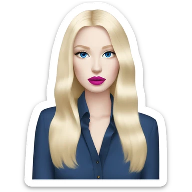 Hot girly pale blonde with blue eyes and pink lips wearing YsL sticker