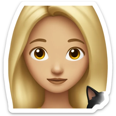 blonde browned hair girl with a black cat  sticker