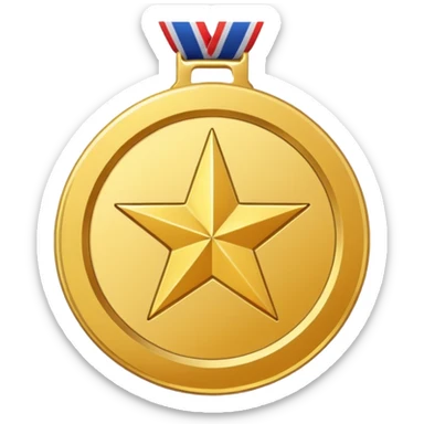 a gold medal with a star engraved on it sticker