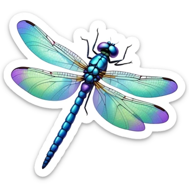 Blue, green and purple dragonfly sticker