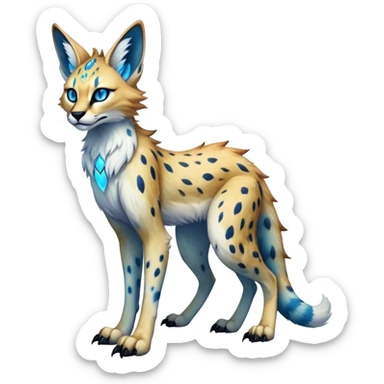 Epic Edgy Colorful ethereal eldritch Sergal-Serval-Fionbri full body sticker