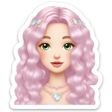Dreamy pretty VOGUE elegant kawaii shiny pastel lady pastelcore kawaii beautiful hair cottagecore jewels trending aesthetic sticker