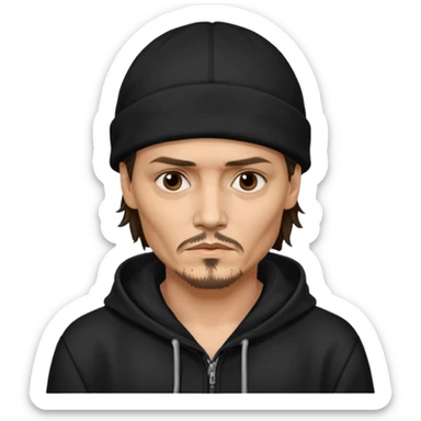 johnyy depp with black hoodie sticker