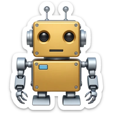 Box robot, square body, tiny arms. sticker