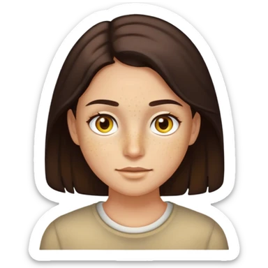 Dark brown hair, dark hazel eyes, light freckles, and a yellowish-brown complexion. sticker