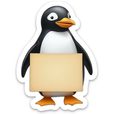 Penguin holding a sign “Dave” sticker