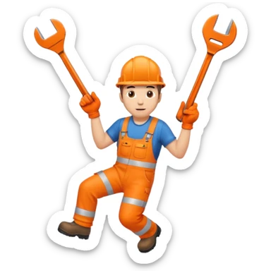 engineer hi-vis orange overalls falling over sticker