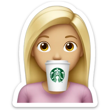blond girl drinking starbucks sticker