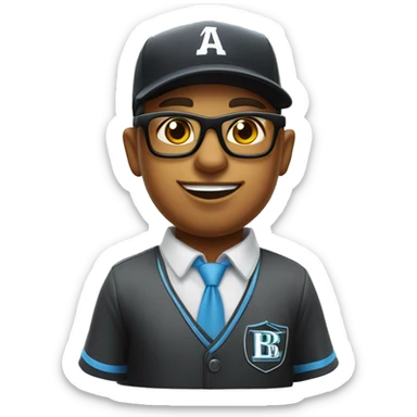 Mulatto star umpire confident business young adult cat pfp with smart glasses, eyes gleaming with redemption sticker