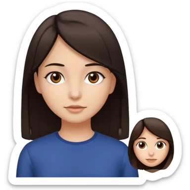 Can you make a girl with dark brown eyes with dark brown hair straight medium hair length sticker