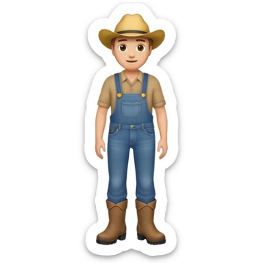 lower body of a male farmer wearing jeans and boots, emoji style sticker
