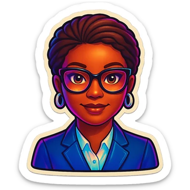 Add glasses to the Kemi Badenoch confident emoji, keep the background transparent. sticker