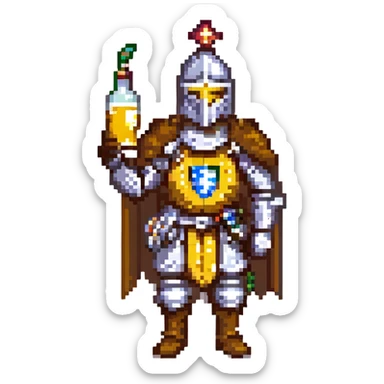 A sticker of a knight with a glass of mead sticker