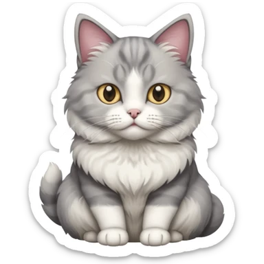 a grey and white cat sitting regally sticker